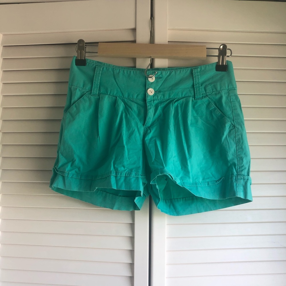 Teal green high waisted shorts. Size small/23/24